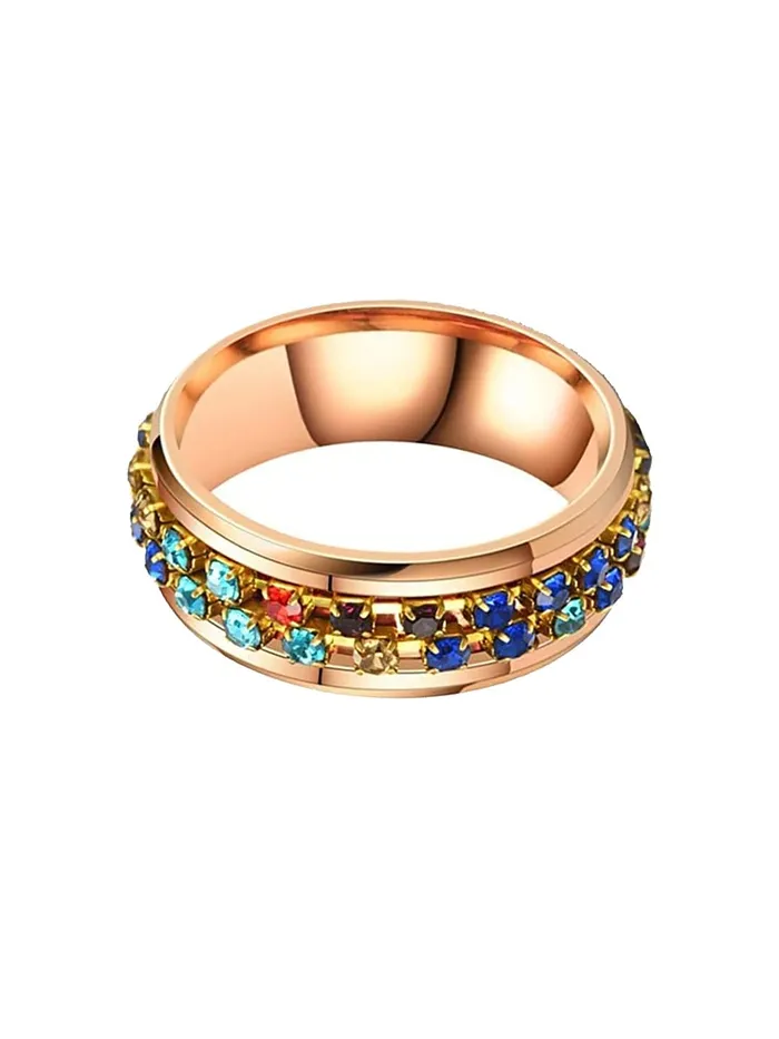 Rings Yellow Chimes Yellow Chimes Ring For Women Gold Tone Multicolor Crystal Studded Designer Ring For Women and Girls