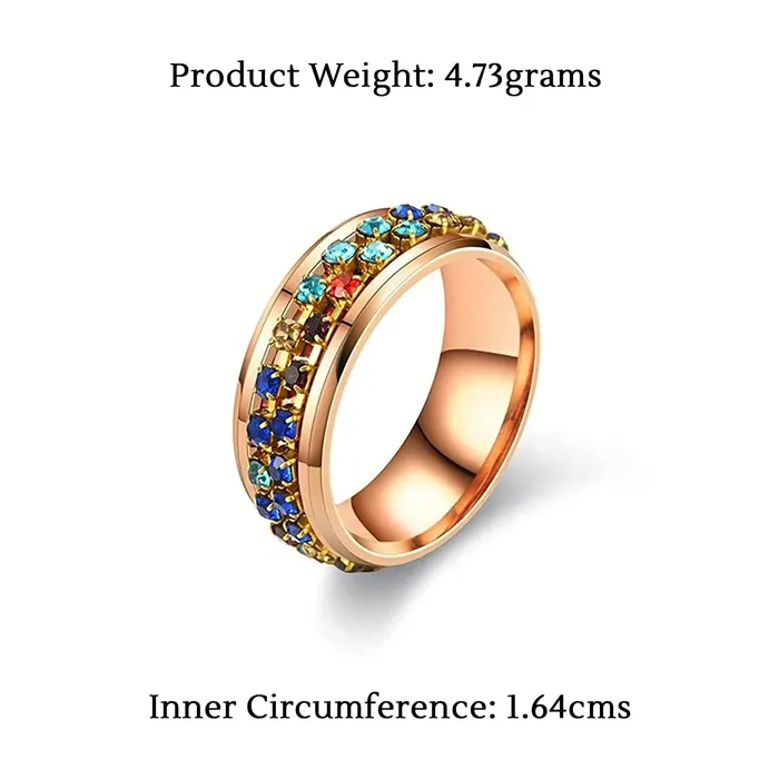 Rings Yellow Chimes Yellow Chimes Ring For Women Gold Tone Multicolor Crystal Studded Designer Ring For Women and Girls