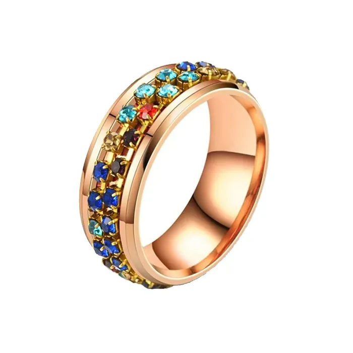 Rings Yellow Chimes Yellow Chimes Ring For Women Gold Tone Multicolor Crystal Studded Designer Ring For Women and Girls