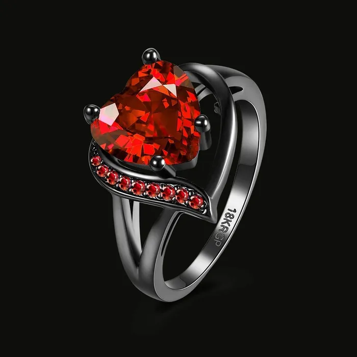Rings Yellow Chimes Yellow Chimes Ring for Women Red Heart Shaped black Colored with Red Velvet Rose Ring Box for Women and Girls