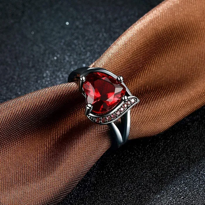 Rings Yellow Chimes Yellow Chimes Ring for Women Red Heart Shaped black Colored with Red Velvet Rose Ring Box for Women and Girls