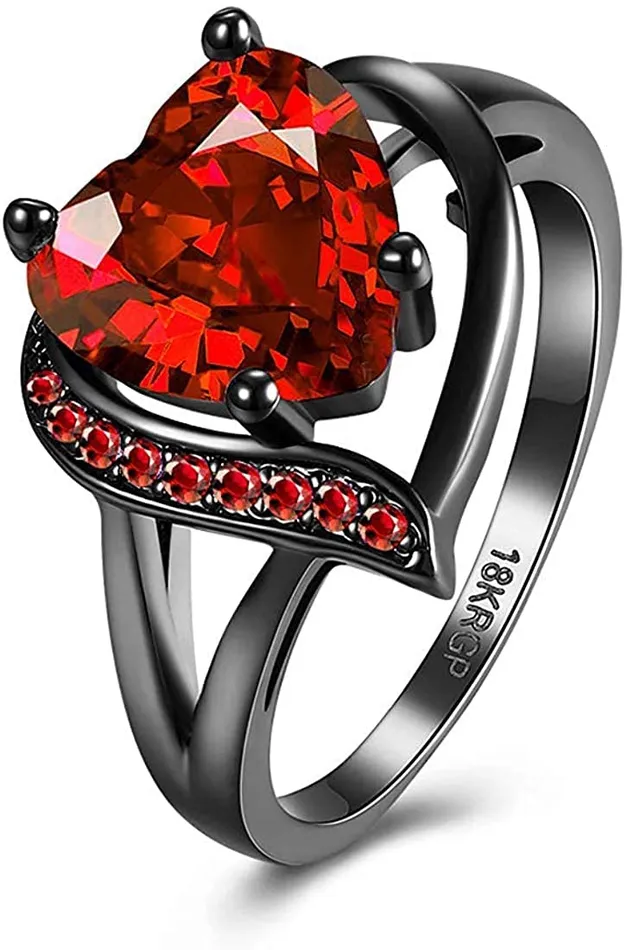 Rings Yellow Chimes Yellow Chimes Ring for Women Red Heart Shaped black Colored with Red Velvet Rose Ring Box for Women and Girls