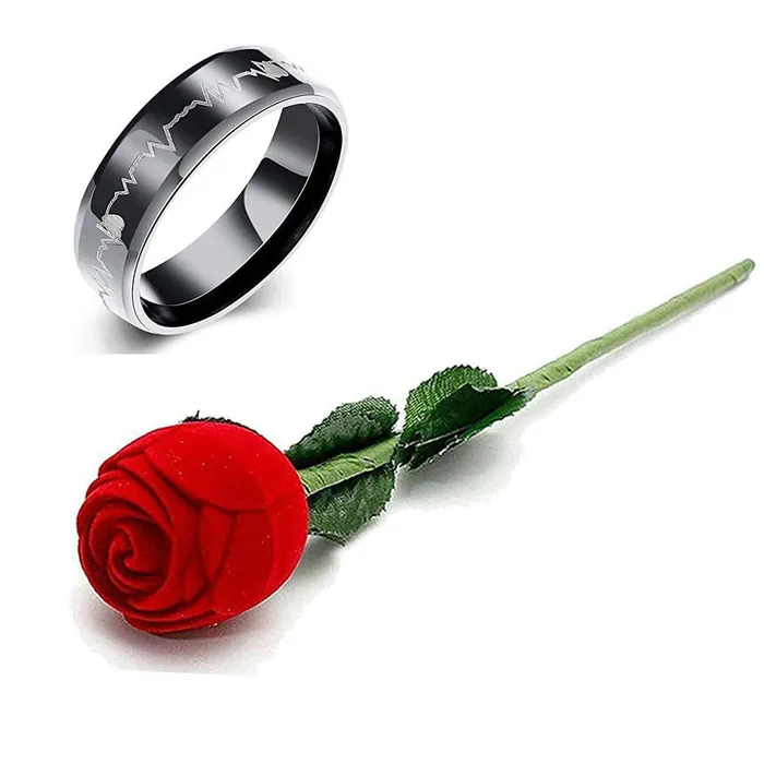 Rings Yellow Chimes Yellow Chimes Rings for Men Valentines Gift Combo of Heartbeat Love Message Stainless Steel Ring in Red Velvet Rose Ring Box for Boys and Girls Rings Yellow Chimes Yellow Chimes Rings for Men Valentines Gift Combo of Heartbeat Love Message Stainless Steel Ring in Red Velvet Rose Ring Box for Boys and Girls