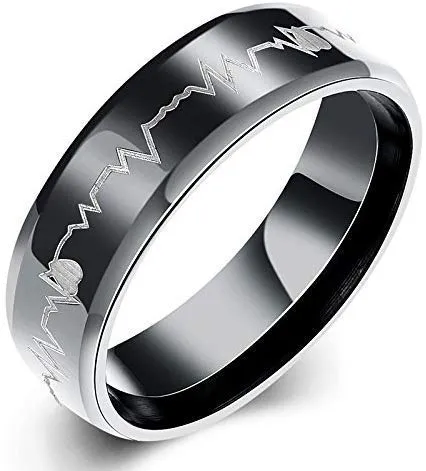 Rings Yellow Chimes Yellow Chimes Rings for Men Valentines Gift Combo of Heartbeat Love Message Stainless Steel Ring in Red Velvet Rose Ring Box for Boys and Girls