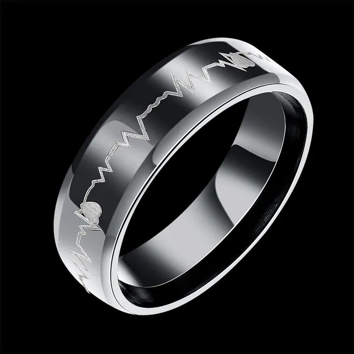 Rings Yellow Chimes Yellow Chimes Rings for Men Valentines Gift Combo of Heartbeat Love Message Stainless Steel Ring in Red Velvet Rose Ring Box for Boys and Girls