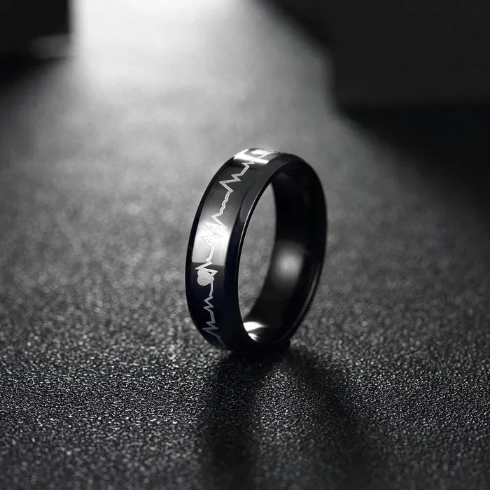 Rings Yellow Chimes Yellow Chimes Rings for Men Valentines Gift Combo of Heartbeat Love Message Stainless Steel Ring in Red Velvet Rose Ring Box for Boys and Girls