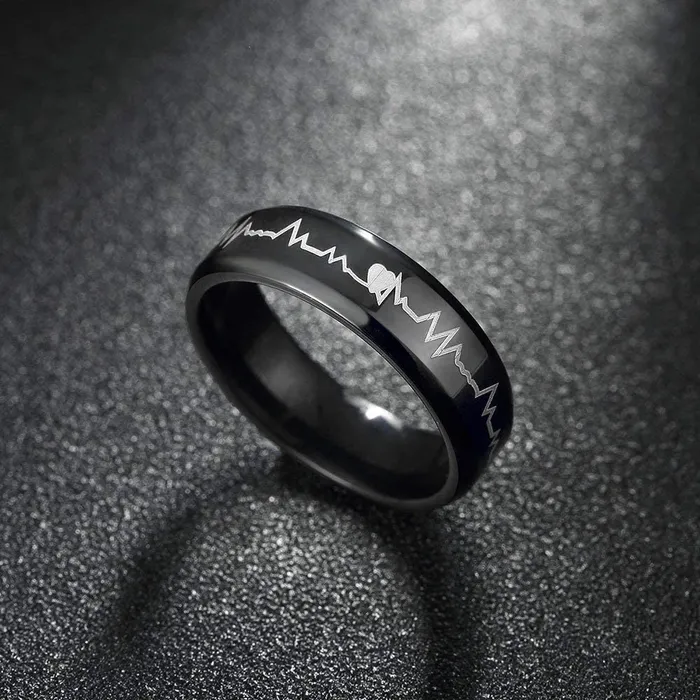 Rings Yellow Chimes Yellow Chimes Rings for Men Valentines Gift Combo of Heartbeat Love Message Stainless Steel Ring in Red Velvet Rose Ring Box for Boys and Girls