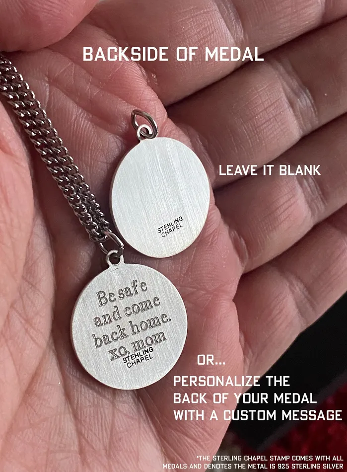 Saint Mark the Evangelist Round Sterling Silver Medal for Men on Oxidized Curb Chain WE ARE ALL SMITH Mens Jewelry Clothing Rings