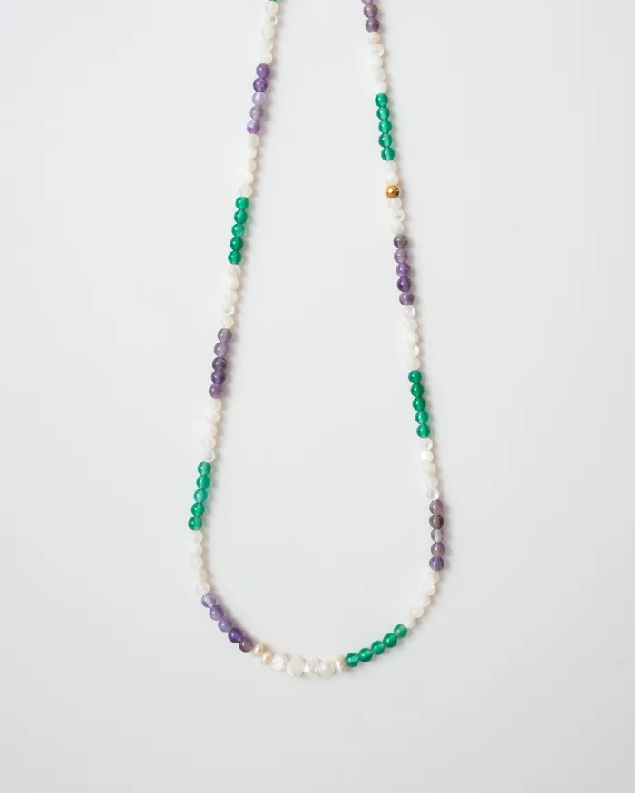 Salvia Multistone Pearl Beaded Necklace CUN Necklaces