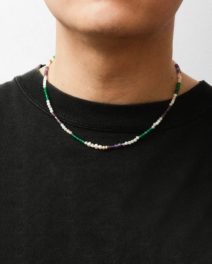 Salvia Multistone Pearl Beaded Necklace CUN Necklaces