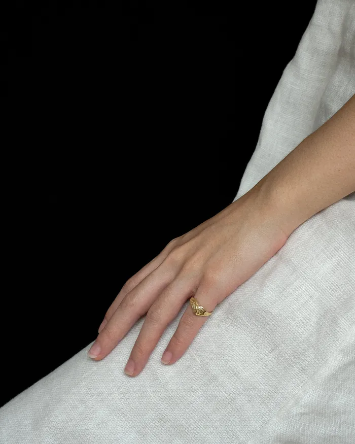 Skylar Hammered VShaped Ring MYJN Rings