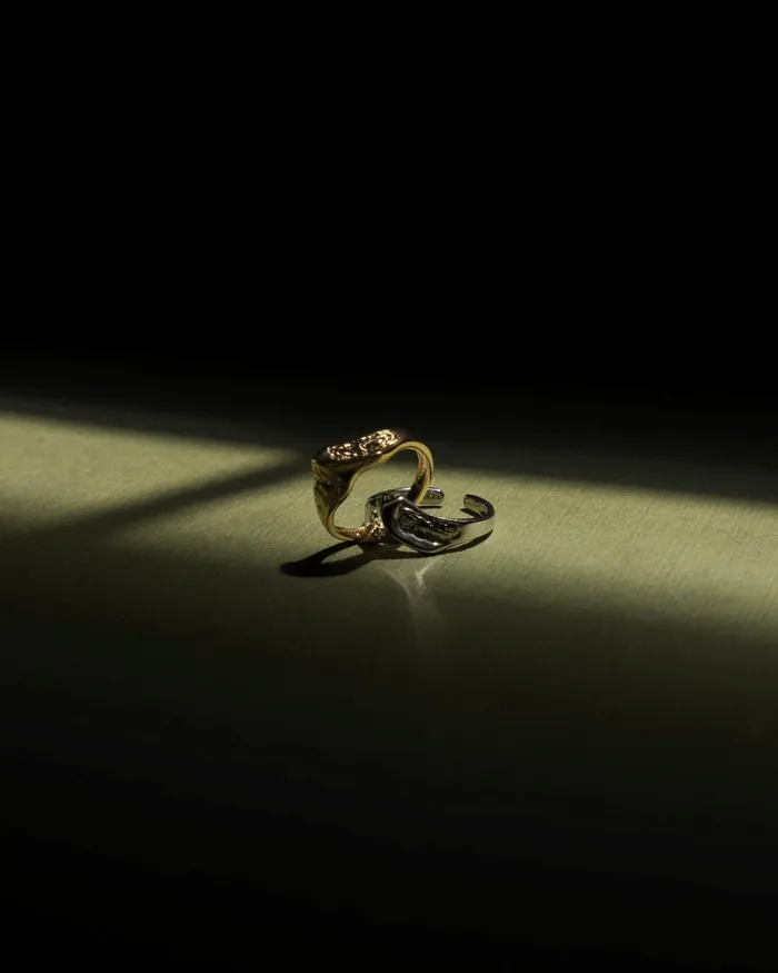 Skylar Hammered VShaped Ring MYJN Rings