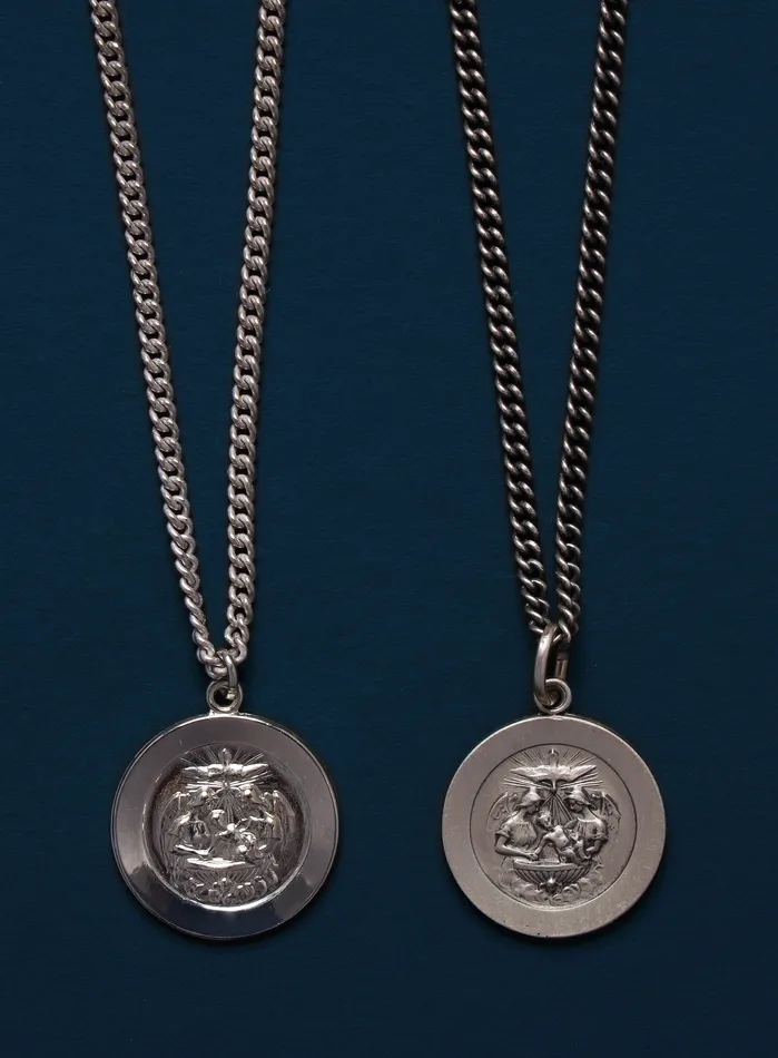 Small Baptism Sterling Silver Medal Necklace for Men WE ARE ALL SMITH Necklaces Small Baptism Sterling Silver Medal Necklace for Men WE ARE ALL SMITH Necklaces