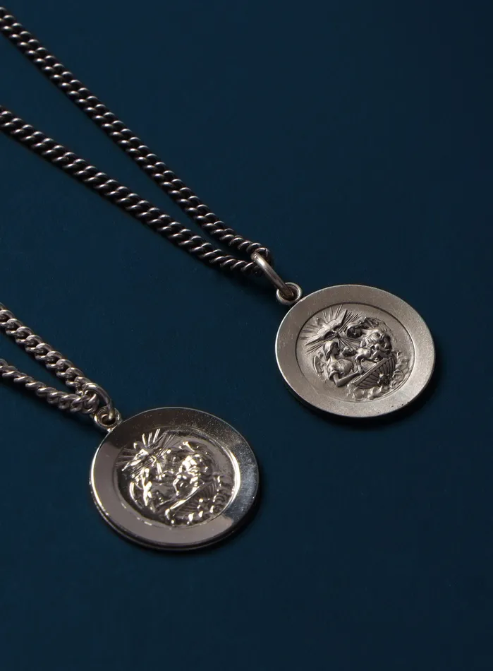 Small Baptism Sterling Silver Medal Necklace for Men WE ARE ALL SMITH Necklaces