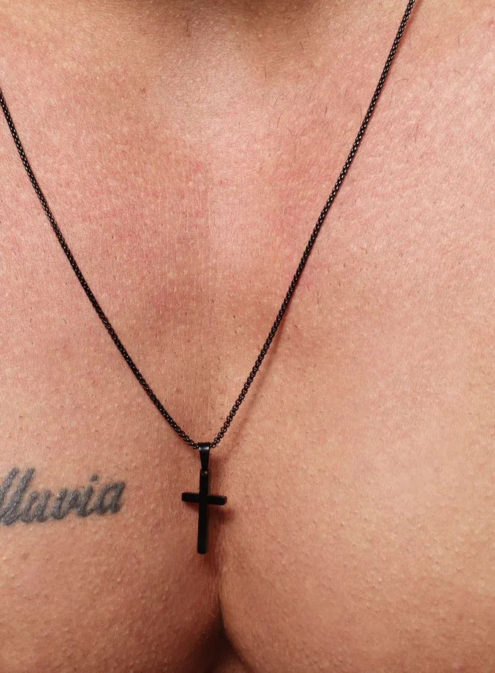 SMALL BLACK CROSS NECKLACE FOR MEN We Are All Smith Necklaces
