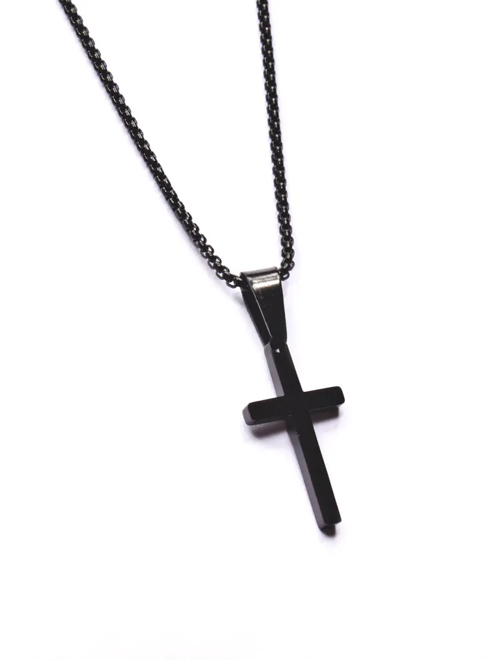 SMALL BLACK CROSS NECKLACE FOR MEN We Are All Smith Necklaces