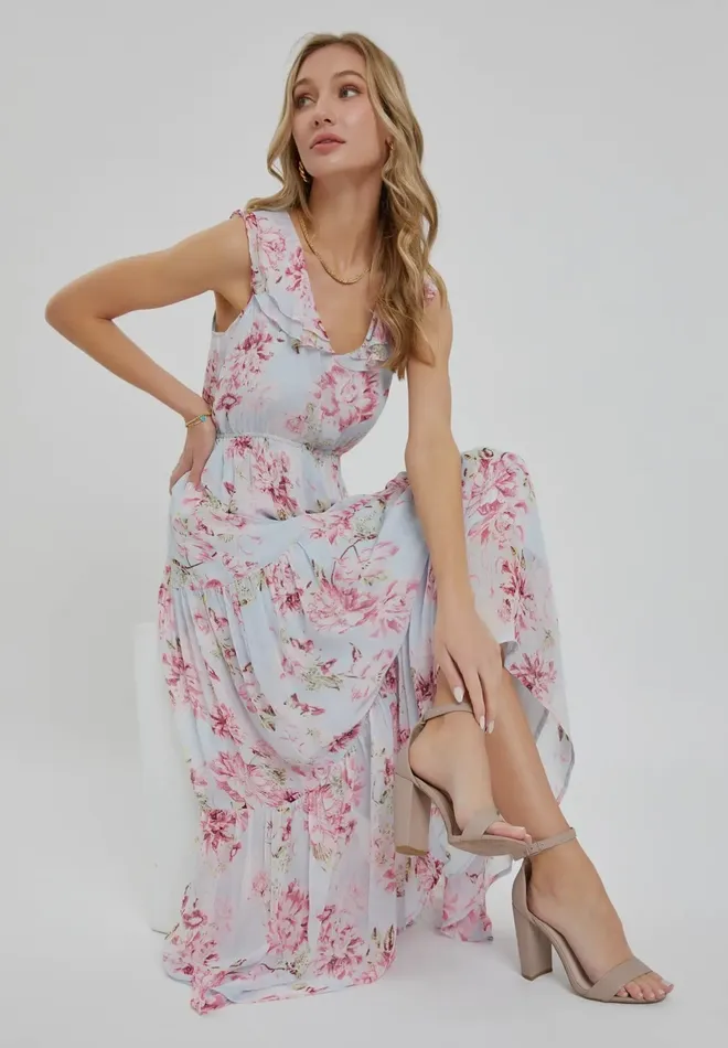Sweet Lovely By Jen Rings Floral Sleeveless Maxi Dress Rosie