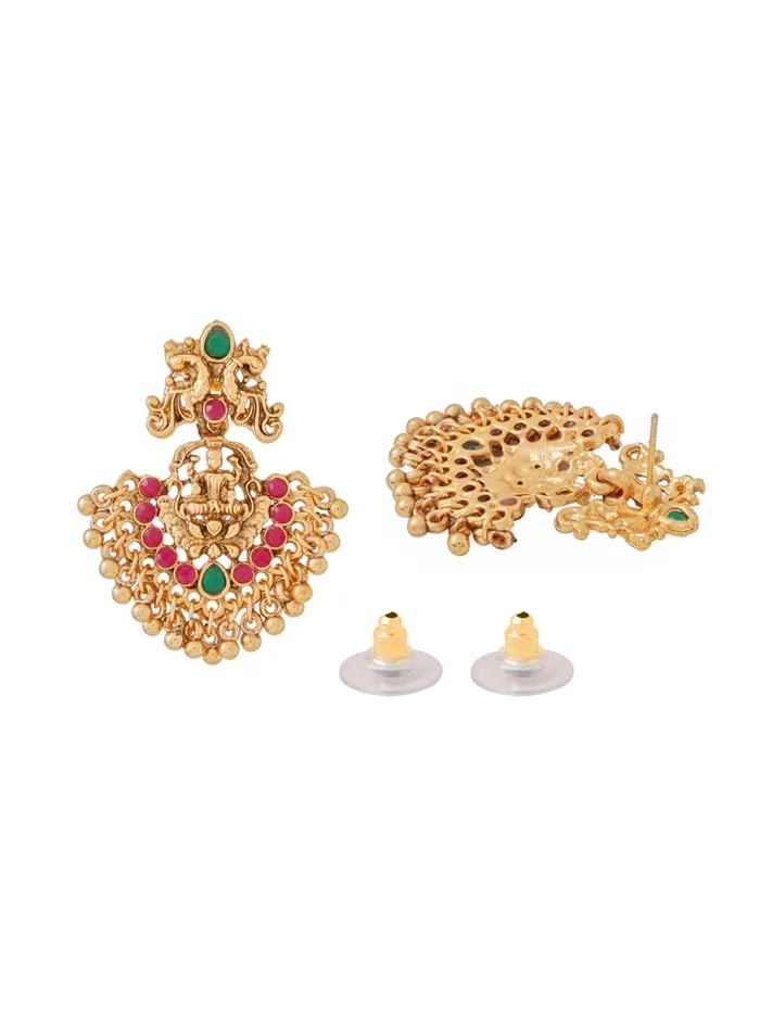 Temple Jewellery Set Traditional Gold Plated Bridal Necklace Set with Intricate Design 36cm Necklaces Gold Yellow Chimes Necklaces