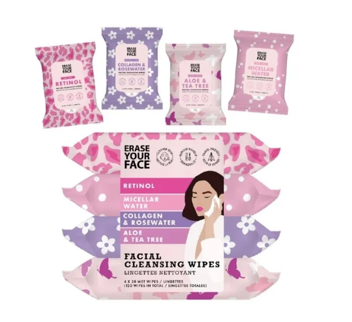 Upper Canada Soap 4 Pack Erase Your Face Facial Wipes Earrings