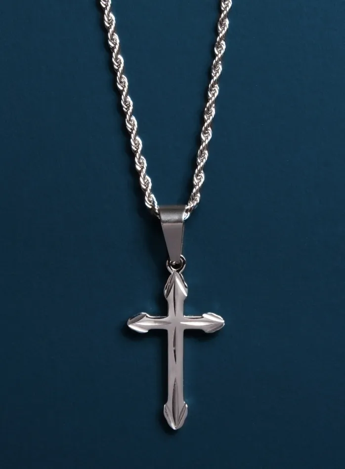 WE ARE ALL SMITH Cross Necklace for Men with Rope Chain Necklaces