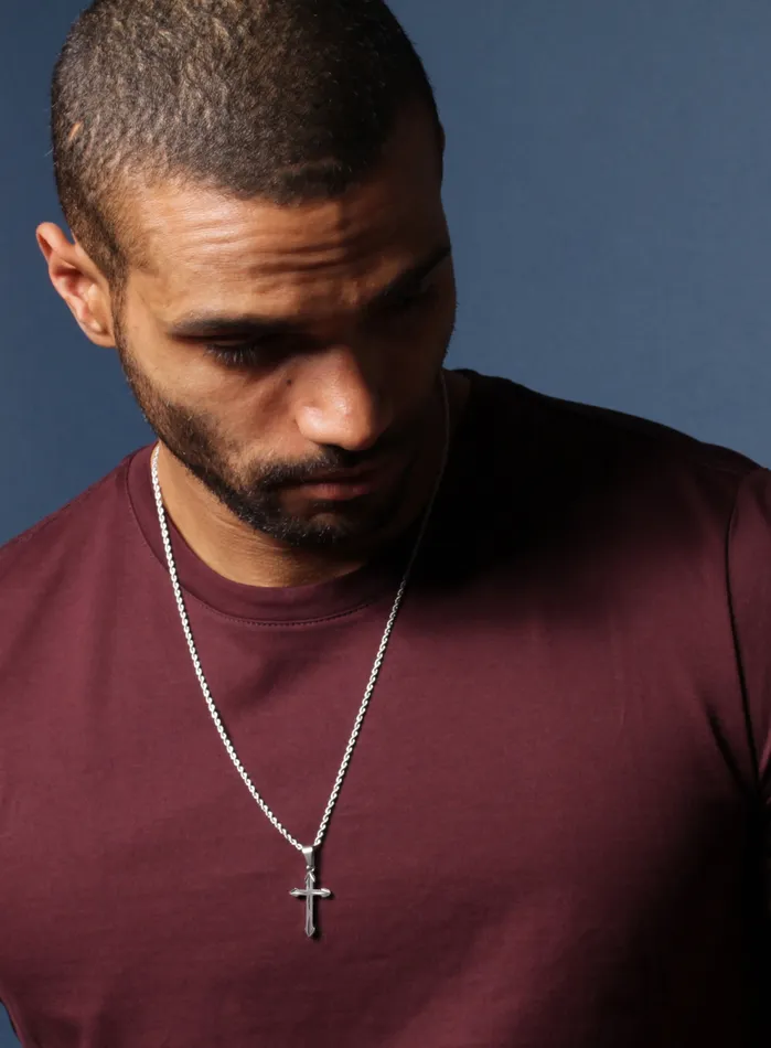 WE ARE ALL SMITH Cross Necklace for Men with Rope Chain Necklaces