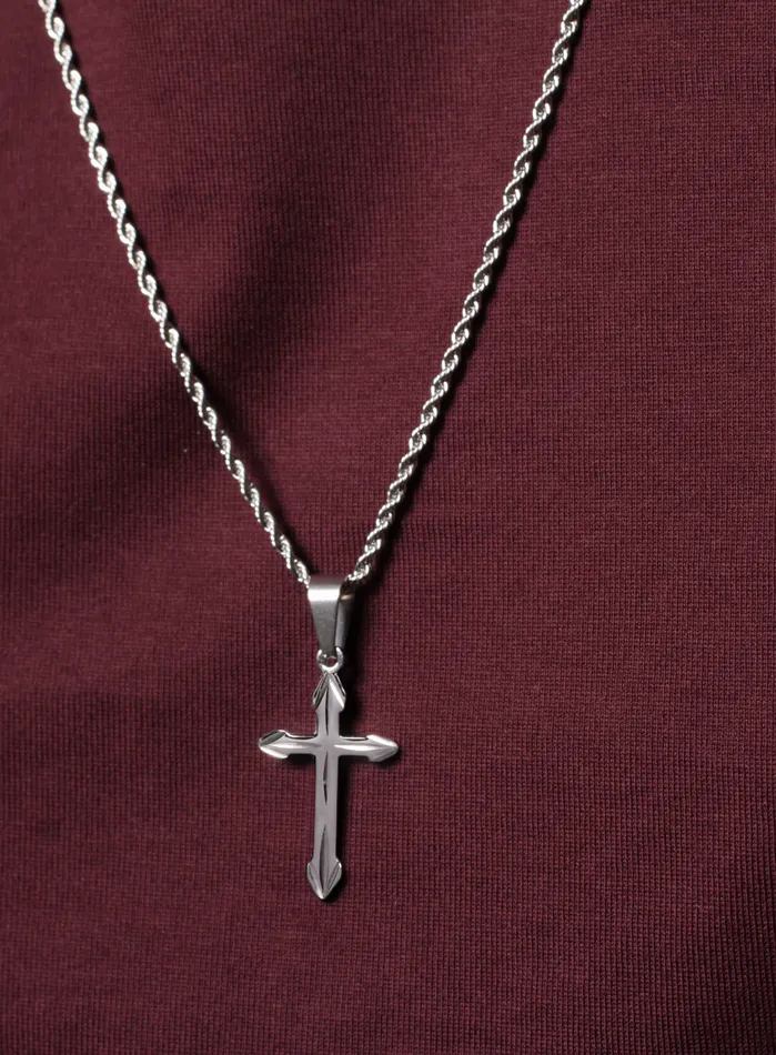 WE ARE ALL SMITH Cross Necklace for Men with Rope Chain Necklaces