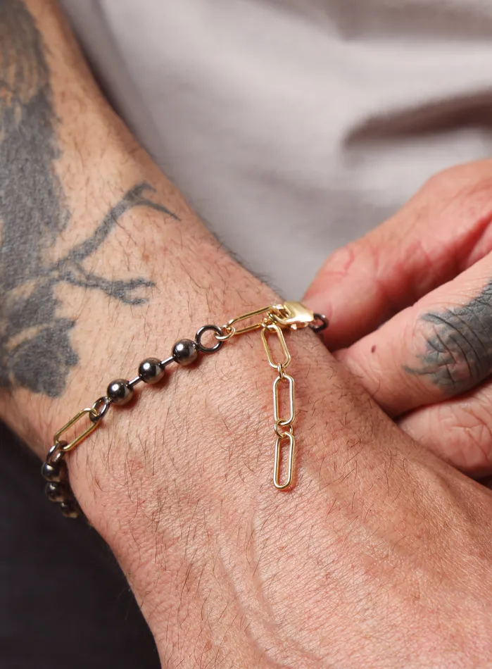WE ARE ALL SMITH Mens Jewelry Clothing Bracelets 14K Gold Filled Gunmetal Sterling Silver Ball Chain Bracelet for Men
