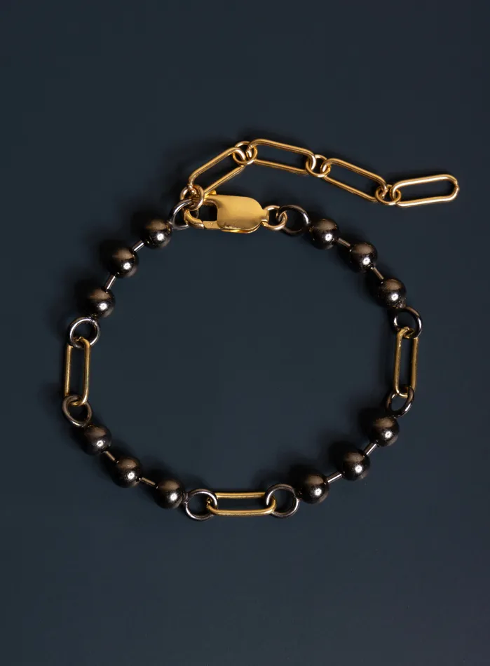 WE ARE ALL SMITH Mens Jewelry Clothing Bracelets 14K Gold Filled Gunmetal Sterling Silver Ball Chain Bracelet for Men