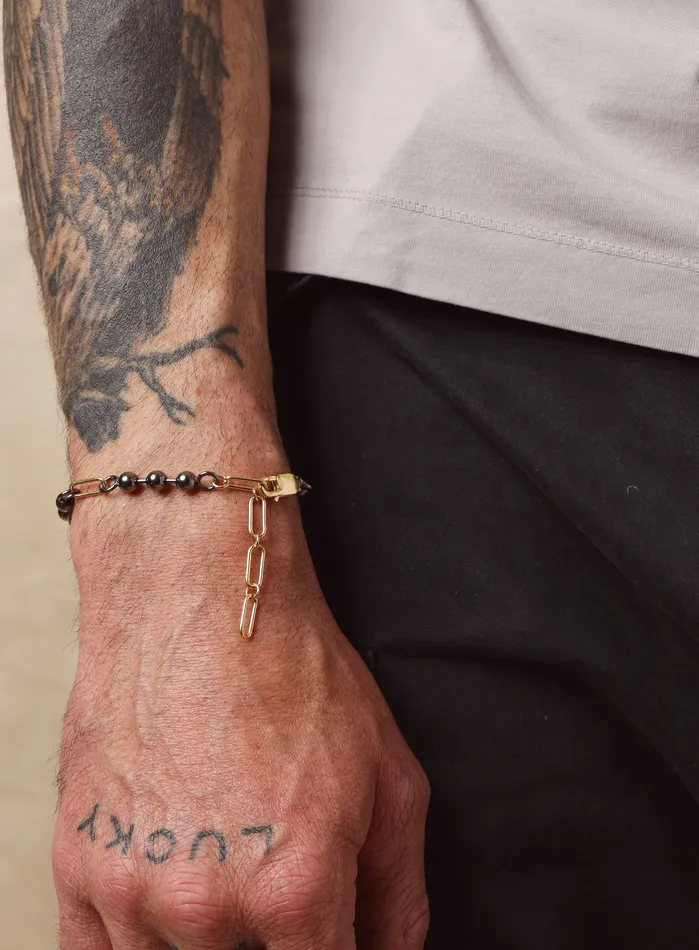 WE ARE ALL SMITH Mens Jewelry Clothing Bracelets 14K Gold Filled Gunmetal Sterling Silver Ball Chain Bracelet for Men