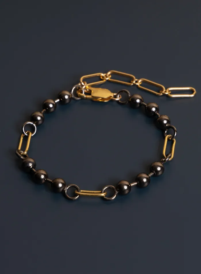 WE ARE ALL SMITH Mens Jewelry Clothing Bracelets 14K Gold Filled Gunmetal Sterling Silver Ball Chain Bracelet for Men