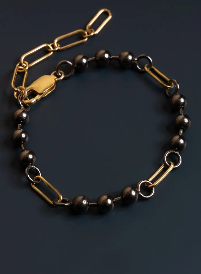 WE ARE ALL SMITH Mens Jewelry Clothing Bracelets 14K Gold Filled Gunmetal Sterling Silver Ball Chain Bracelet for Men