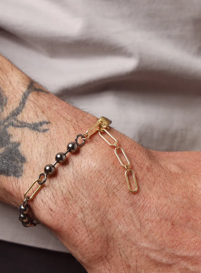 WE ARE ALL SMITH Mens Jewelry Clothing Bracelets 14K Gold Filled Gunmetal Sterling Silver Ball Chain Bracelet for Men