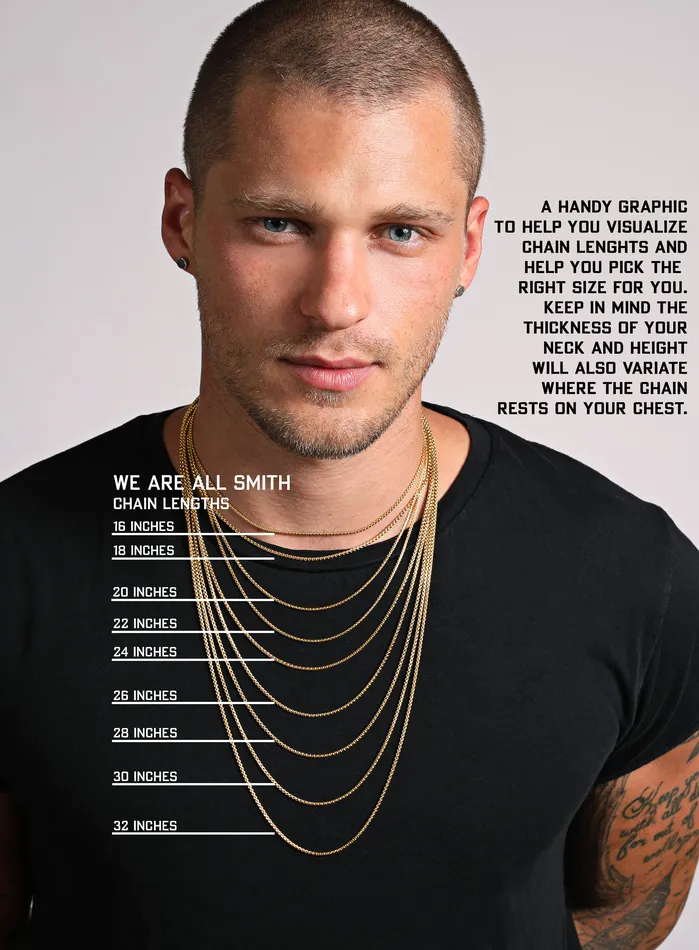 WE ARE ALL SMITH Mens Jewelry Clothing Chocolate Vermeil Gold Cable Chain Necklace for Men Necklaces