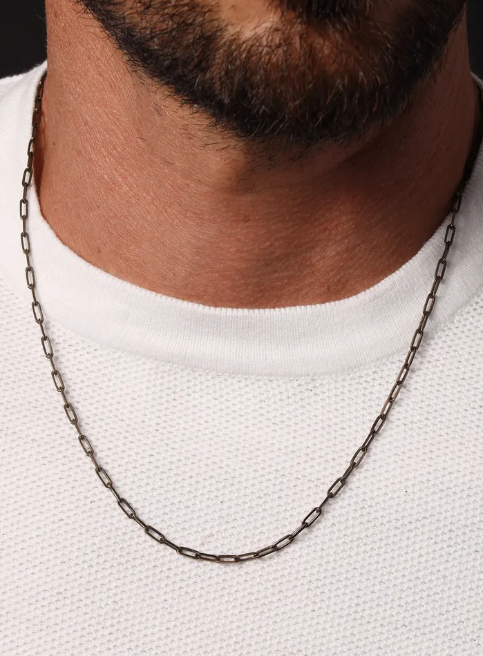 WE ARE ALL SMITH Mens Jewelry Clothing Chocolate Vermeil Gold Cable Chain Necklace for Men Necklaces