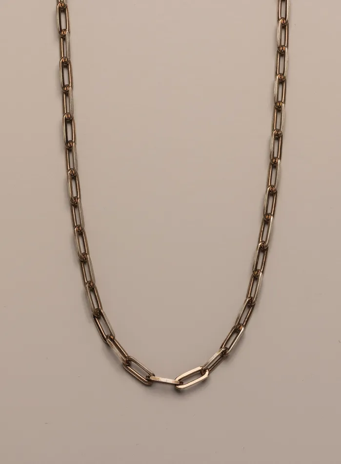 WE ARE ALL SMITH Mens Jewelry Clothing Necklaces 14k Oxidized Vermeil Chocolate Gold Elongated Cable Chain