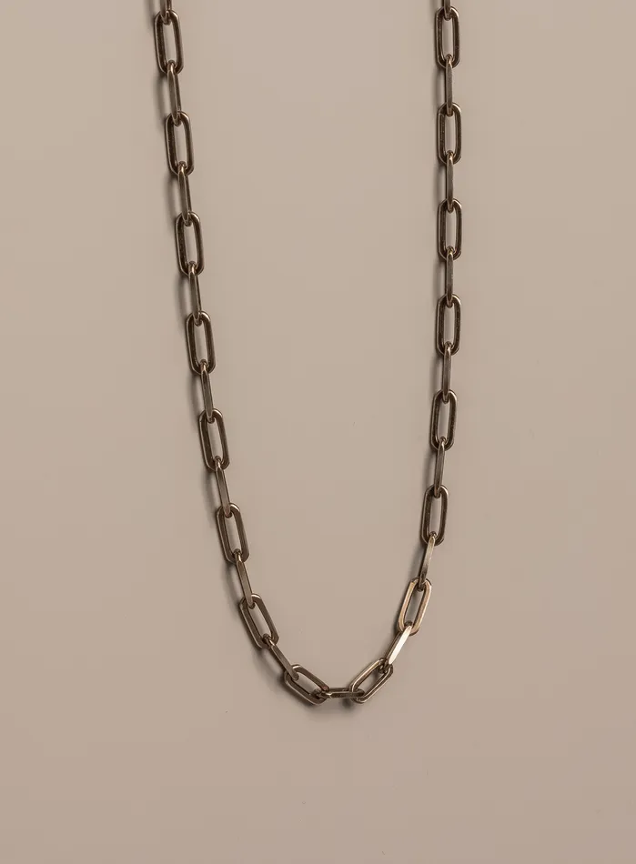 WE ARE ALL SMITH Mens Jewelry Clothing Necklaces 14k Oxidized Vermeil Chocolate Gold Elongated Cable Chain
