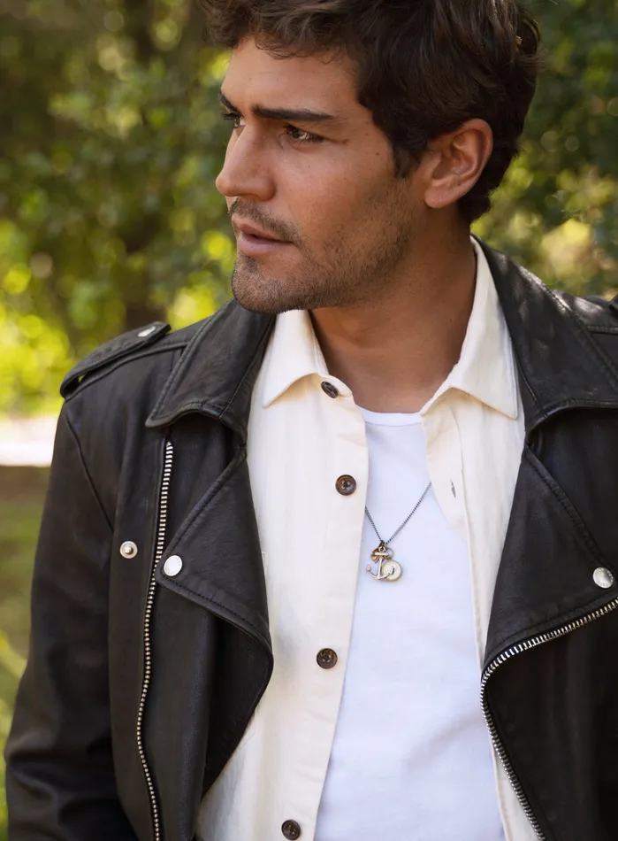 WE ARE ALL SMITH Mens Jewelry Clothing Necklaces Bronze anchor four leaf clover and compass necklace for men