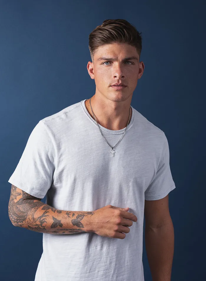 WE ARE ALL SMITH Mens Jewelry Clothing Necklaces Waterproof Silver Cross Necklace for Men