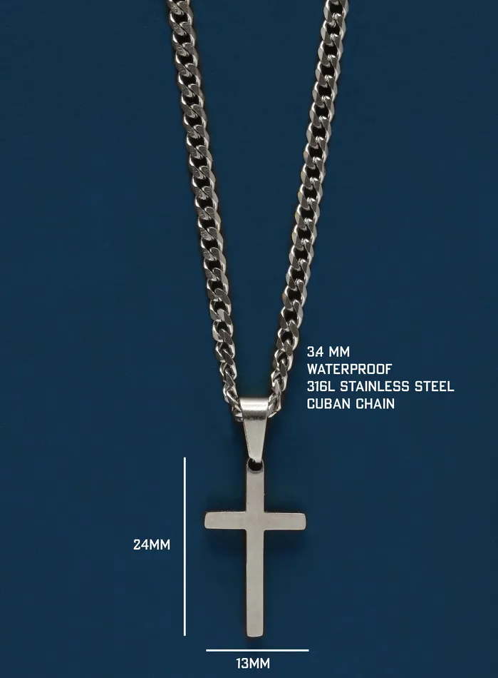 WE ARE ALL SMITH Mens Jewelry Clothing Necklaces Waterproof Silver Cross Necklace for Men