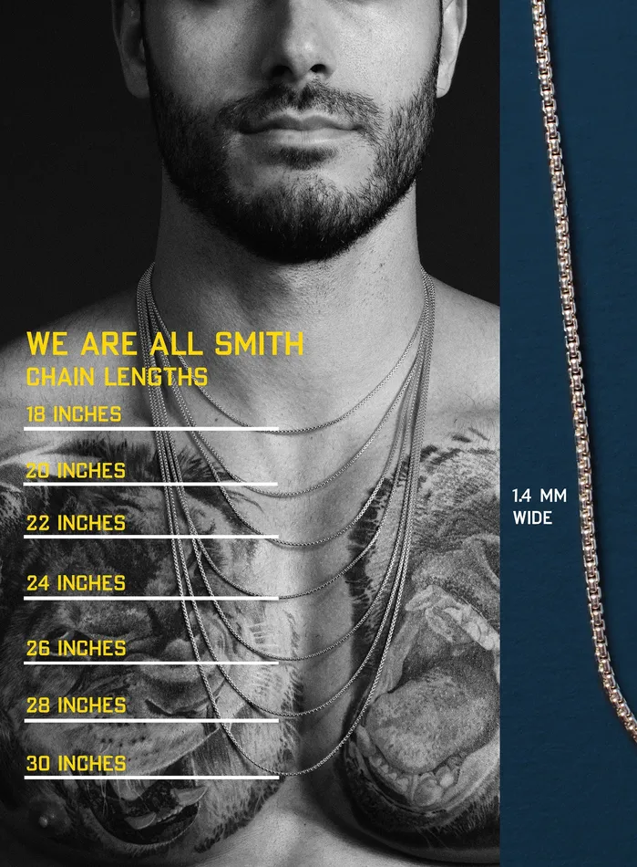 WE ARE ALL SMITH Mens Jewelry Clothing Rings 925 Sterling Silver Round box chain for Men
