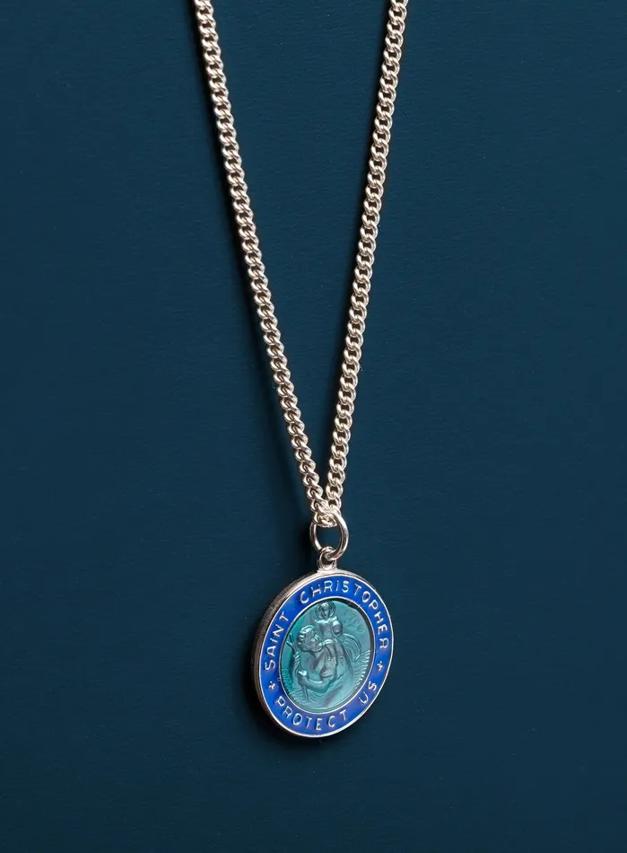 WE ARE ALL SMITH Mens Jewelry Clothing Rings Blue enamel Sterling Silver Saint Christopher Medal