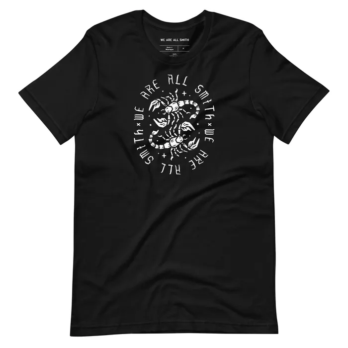 WE ARE ALL SMITH Mens Jewelry Clothing Rings Scorpions Short Sleeve Black Unisex tshirt