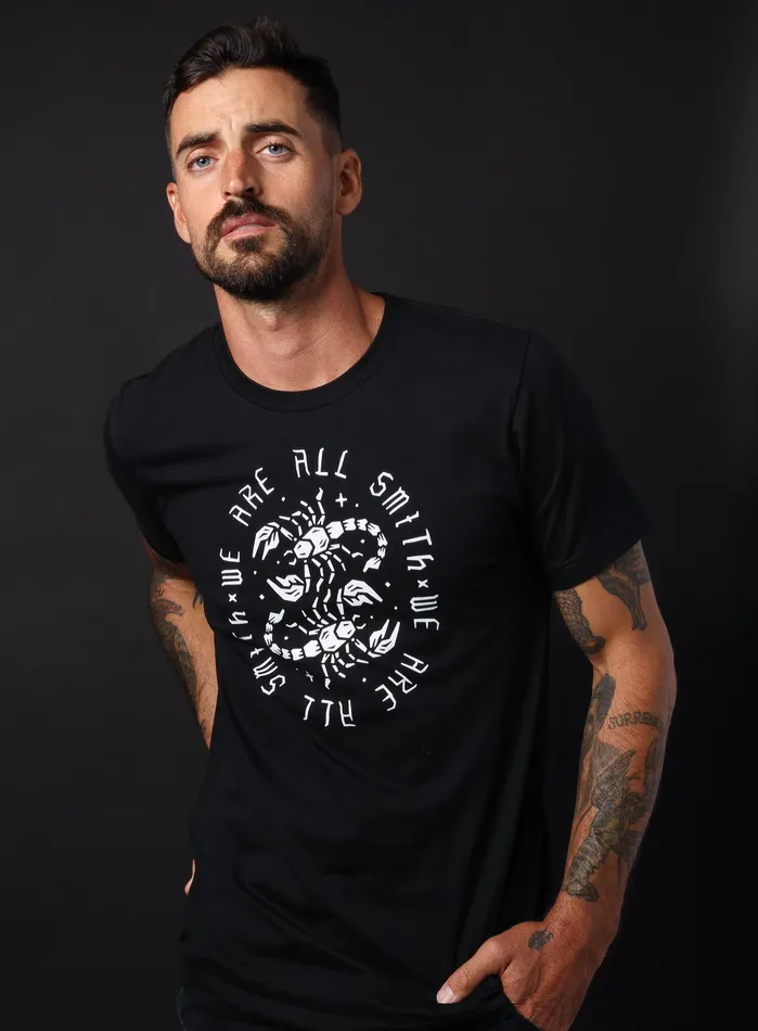 WE ARE ALL SMITH Mens Jewelry Clothing Rings Scorpions Short Sleeve Black Unisex tshirt