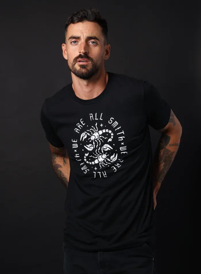 WE ARE ALL SMITH Mens Jewelry Clothing Rings Scorpions Short Sleeve Black Unisex tshirt