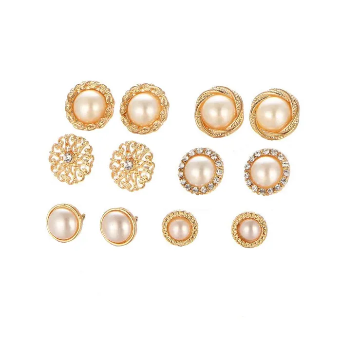 Yellow Chimes 6 Pairs Pearl Studs Combo Set Stylish Earrings for Women Girls Yellow Chimes Earrings Yellow Chimes 6 Pairs Pearl Studs Combo Set Stylish Earrings for Women Girls Yellow Chimes Earrings