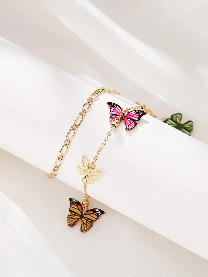 Yellow Chimes Anklets for Women and Girls Fashion Golden Anklets for Women Gold Plated Layered Chain With Butterfly Anklets Payal for Women Birthday Gift For Girls and Women Yellow Chimes Earrings