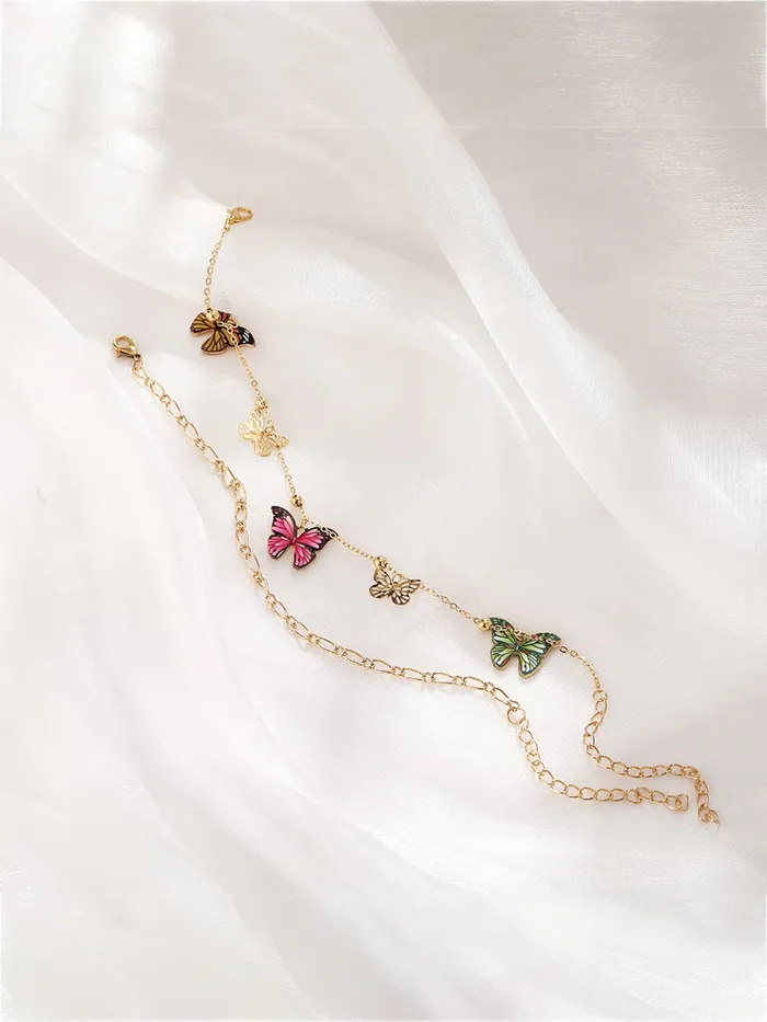 Yellow Chimes Anklets for Women and Girls Fashion Golden Anklets for Women Gold Plated Layered Chain With Butterfly Anklets Payal for Women Birthday Gift For Girls and Women Yellow Chimes Earrings