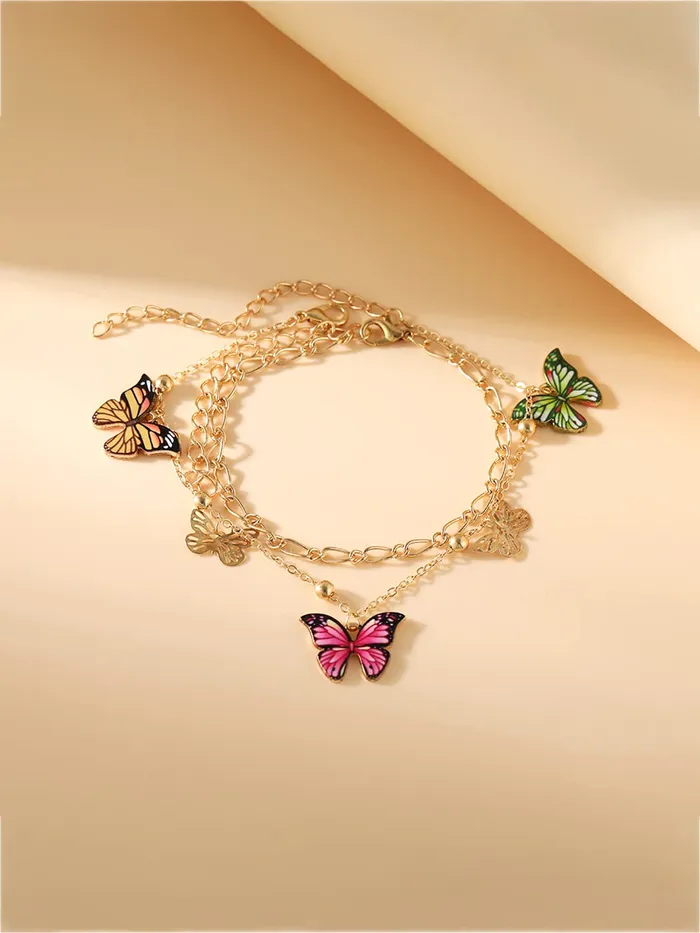 Yellow Chimes Anklets for Women and Girls Fashion Golden Anklets for Women Gold Plated Layered Chain With Butterfly Anklets Payal for Women Birthday Gift For Girls and Women Yellow Chimes Earrings
