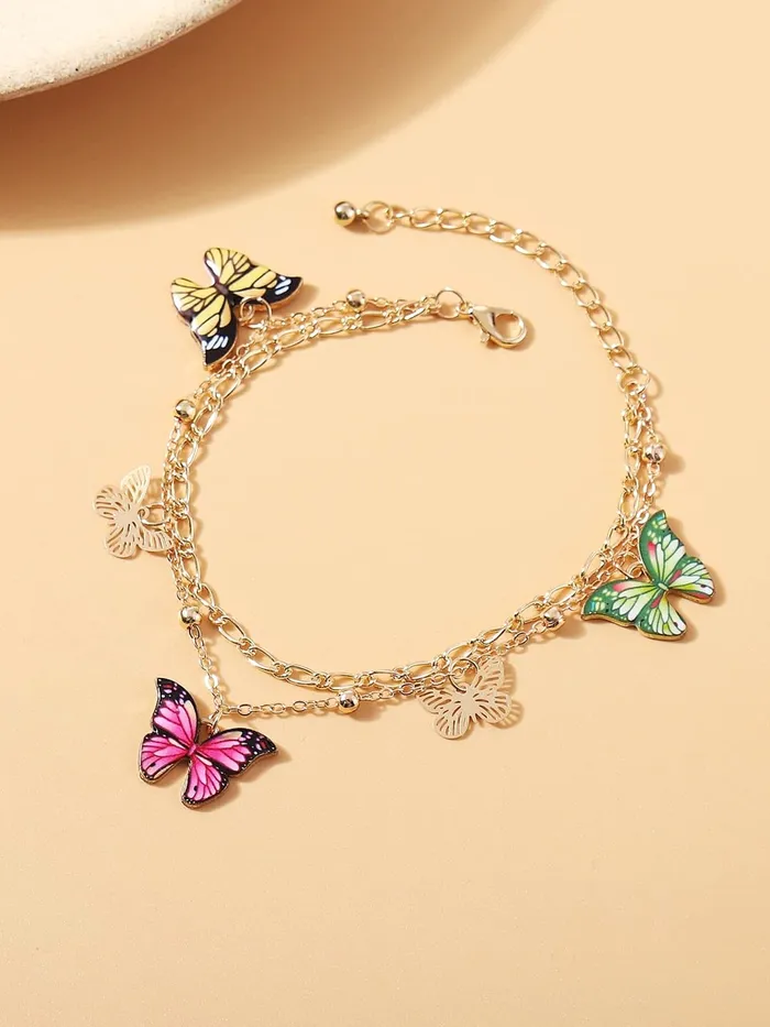 Yellow Chimes Anklets for Women and Girls Fashion Golden Anklets for Women Gold Plated Layered Chain With Butterfly Anklets Payal for Women Birthday Gift For Girls and Women Yellow Chimes Earrings