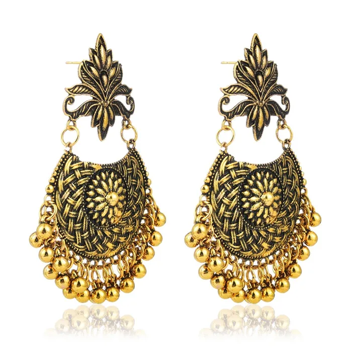 Yellow Chimes Artistic Braid Craft Stylish Oxidised Chandbali Earrings For Women Girls Yellow Chimes Earrings